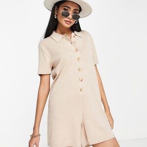 Rhythm Maverick knit beach playsuit in cream